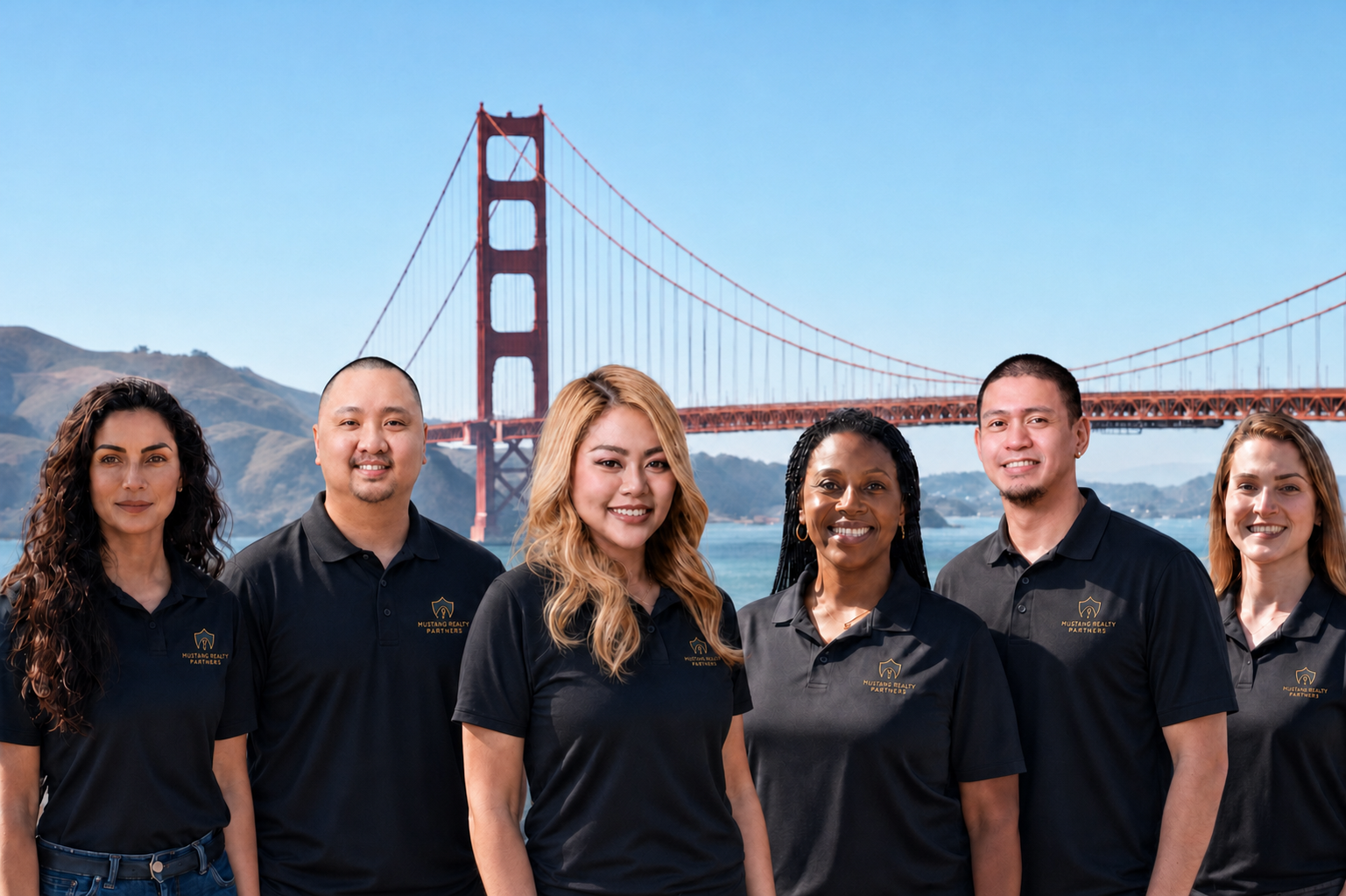 Mustang Realty Partners team wearing branded black shirts